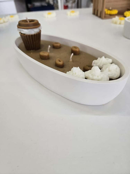 Duftkerze „Kaffeeklatsch“ – Kaffeegenuss in der Gips-Schale