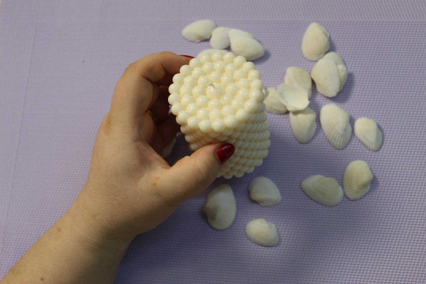 Bubble-Kerze „Perlenzauber“ – Minimalistisch & Elegant