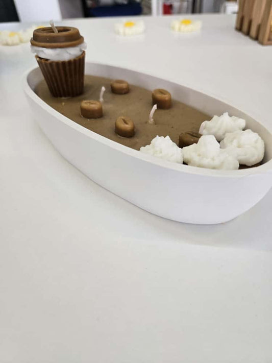 Duftkerze „Kaffeeklatsch“ – Kaffeegenuss in der Gips-Schale